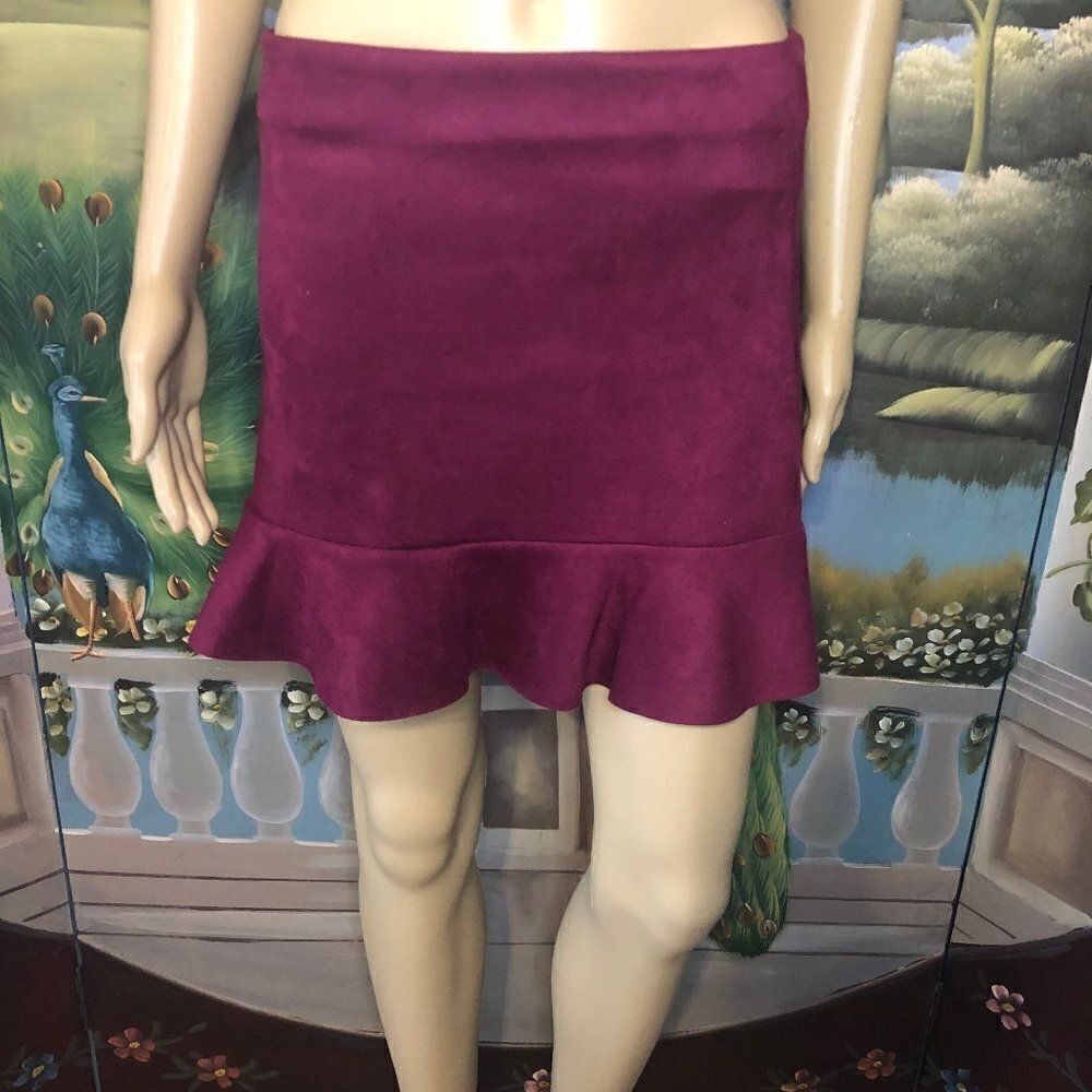 Forever21 Purple Faux Suede Flounce at Bottom Skirt-M
